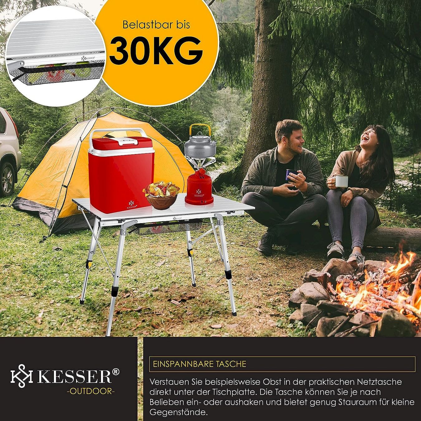 Mobili da campeggio: KESSER Campingtisch 90cm x 53cm Silber – Nuovo e nell'imballaggio originale da Bottighofen venduto da zaap 5