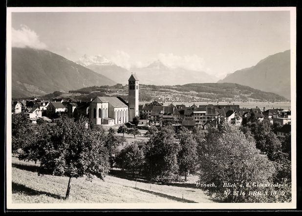 Cartoline postali: AK Uznach, Blick auf die Glarneralpen – Usato da Berlin venduto da bartko-reher