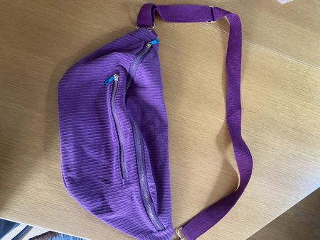 Purple Corduroy Sling Bag Width 35cm Good Condition