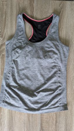Canotta sportiva H&M grigia con reggiseno integrato, L