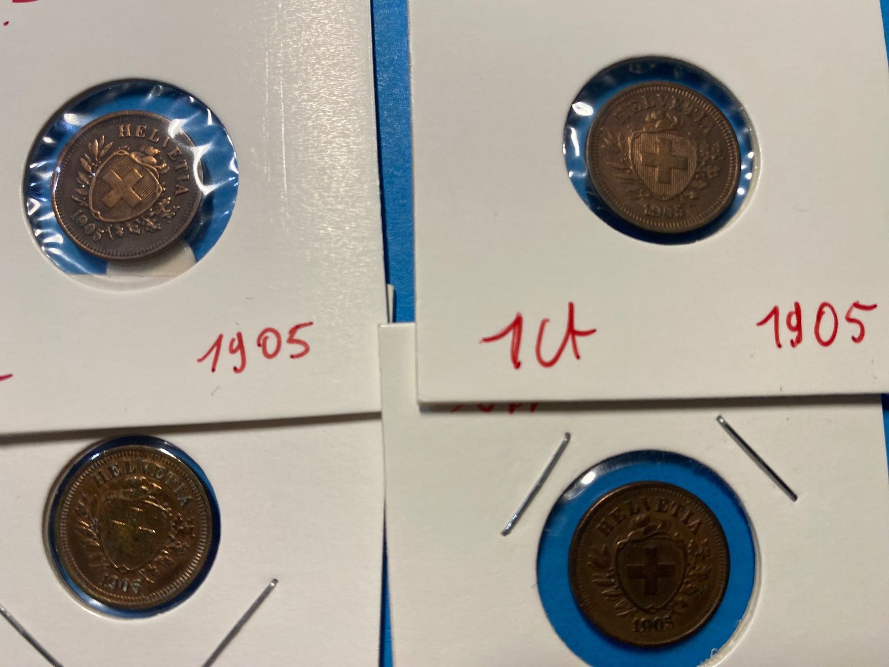 Tutti le monete: SUISSE : 4 X 1 CENTIME 1905 – Usato da genève venduto da GEnumist 1