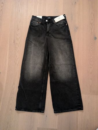 H&M Wide Jeans, Schwarz, Grösse 30/32