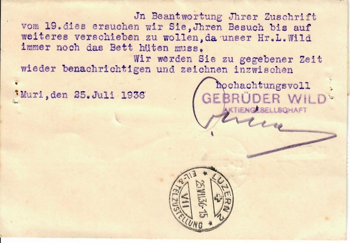 Tutti i francobolli: PK, Express Gebrüder Wild Muri  1936 – Usato da Hochdorf venduto da Ziegel-16 1