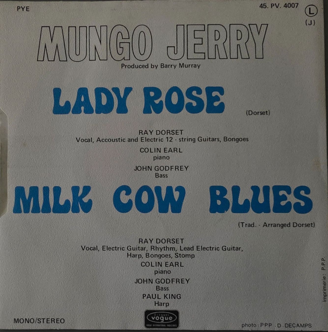 Schallplatten: Mungo Jerry Single – Lady Rose – Gebraucht aus Root von atelier22 1