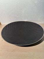 Grand Plateau Rond Vintage 50cm Noir et Argent