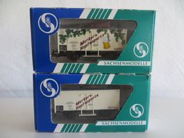 Sachsenmodelle H0: Set 2 Bierwagen MERKERS HOPFENPERLE, OVP