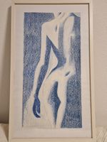 Aktbild, blauer Holzfarbstift