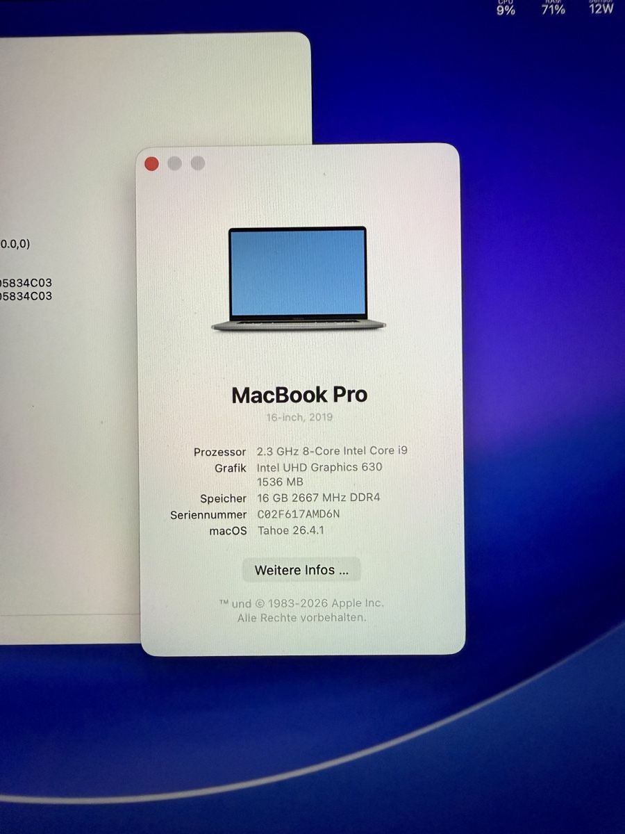 Apple Notebook: Apple MacBook Pro 16" 2019 i9, 16 GB, 1 TB SSD – Usato da Rudolfstetten venduto da g.anania 1