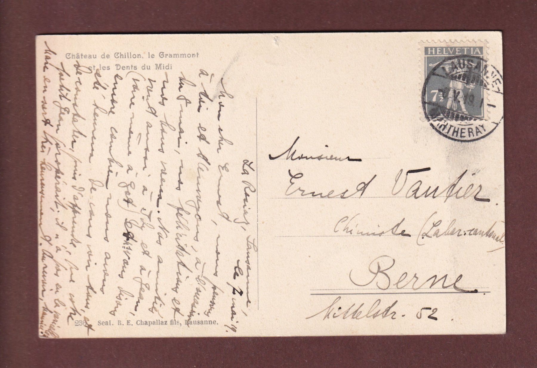 Cartoline postali: Château de CHILLON - 1919 – Usato da Pully venduto da nicecards-shop 1
