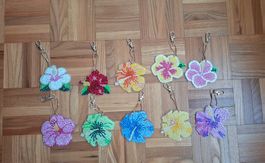 Porte-clés hibiscus en diamond painting neufs/Schlüsselanhän
