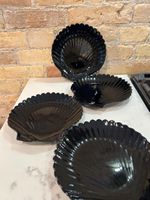  Vintage Arcoroc Black Glass Shell Dishes