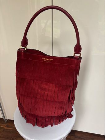 BURBERRY PRORSUM Tasche Wildleder in russischem Rot m. Frans