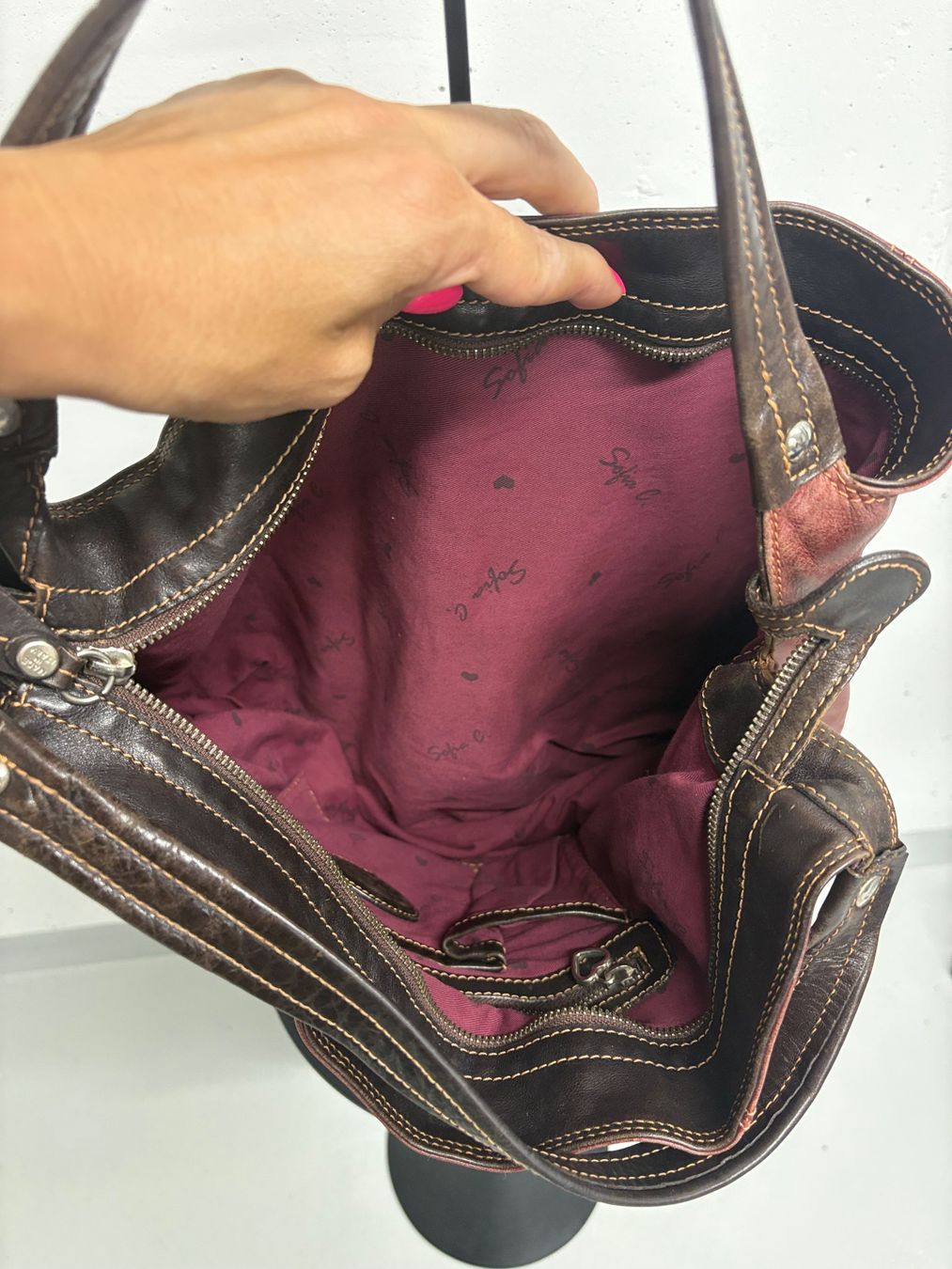 Borse da donna: Sofia Cardoni Ledershopper bordeaux braun Schultertasche – Usato da Regensdorf venduto da secondchancefashion 4