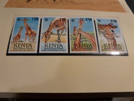Kenya: Série complète de timbres girafe réticulée rare.