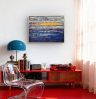 Original Gemälde Blau Abstrakt, Leinwand 50x40 cm, Unikat!!!