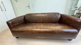 Vintage Ledersofa, 2er Sitzbank, braun
