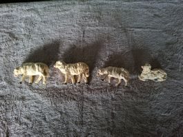 Sehr alte Schäfchen für die Krippe 4-teilig bemalt gebraucht