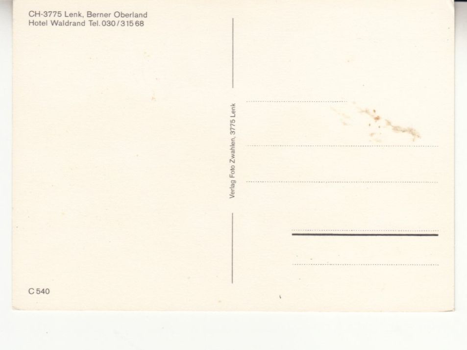 Ansichtskarten: Lenk Waldrand ca. 1970 – Gebraucht aus Bürglen TG von StampGraf 1