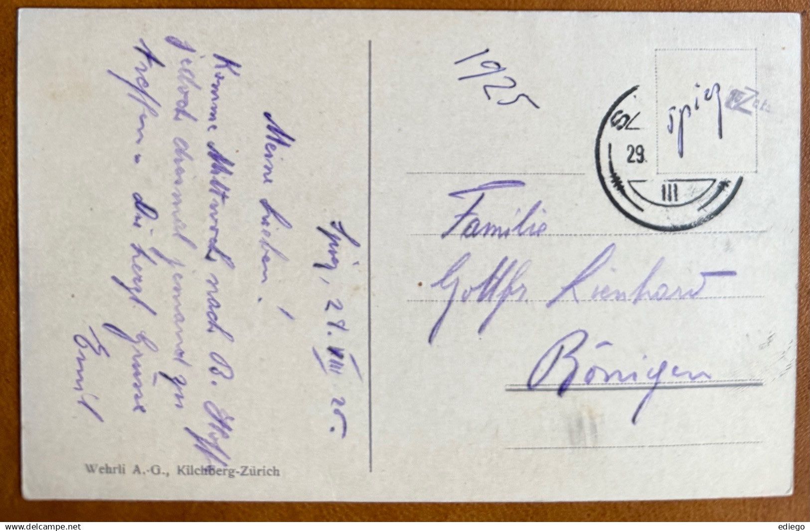 Cartoline postali: SPIEZ - 1925 – Usato da Lutry venduto da Ediego 1
