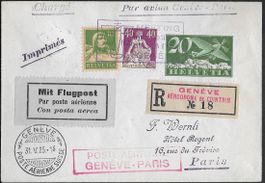 1925 Brief CHARGE GENF-PARIS Mischfrankatur interess. ab 1-.