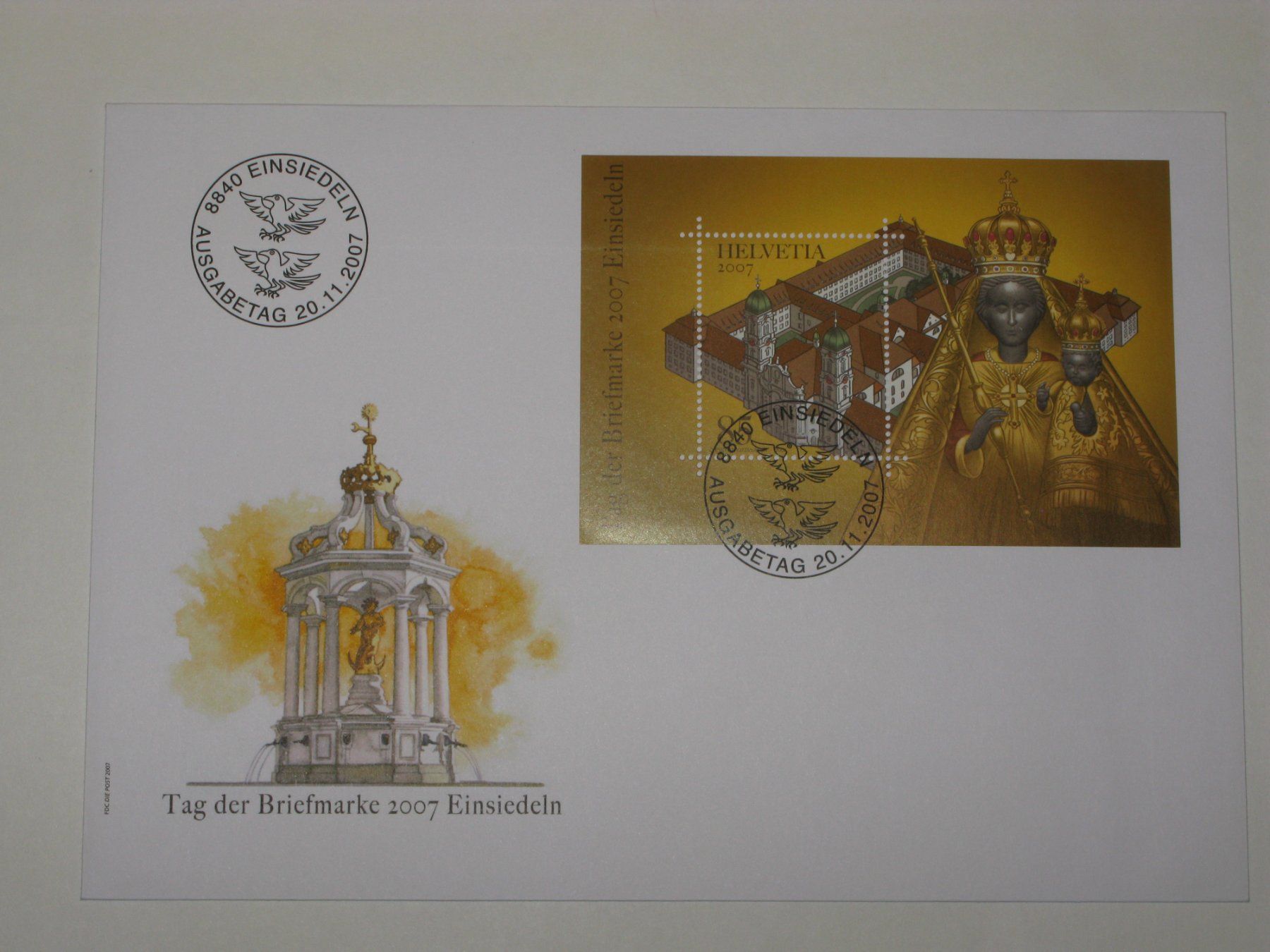 Tutti i francobolli: Sonderblock FDC "Tag der Briefmarke 2007 Einsiedeln" – Usato da Riken AG venduto da HEROWE