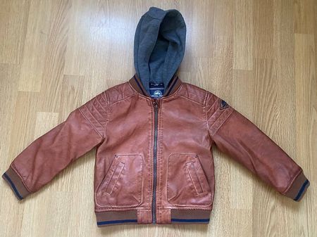 Lederjacke Übergangsjacke gefüttert Jungen Gr. 110 Braun