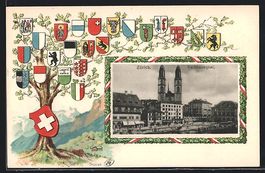 Präge-AK Zürich, Am Rathausquai, Baum 