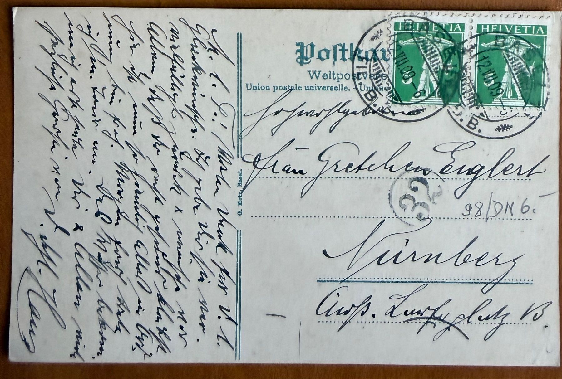 Cartoline postali: Basel - Tram Marktplatz - Animation 1909 – Usato da Lutry venduto da Ediego 2