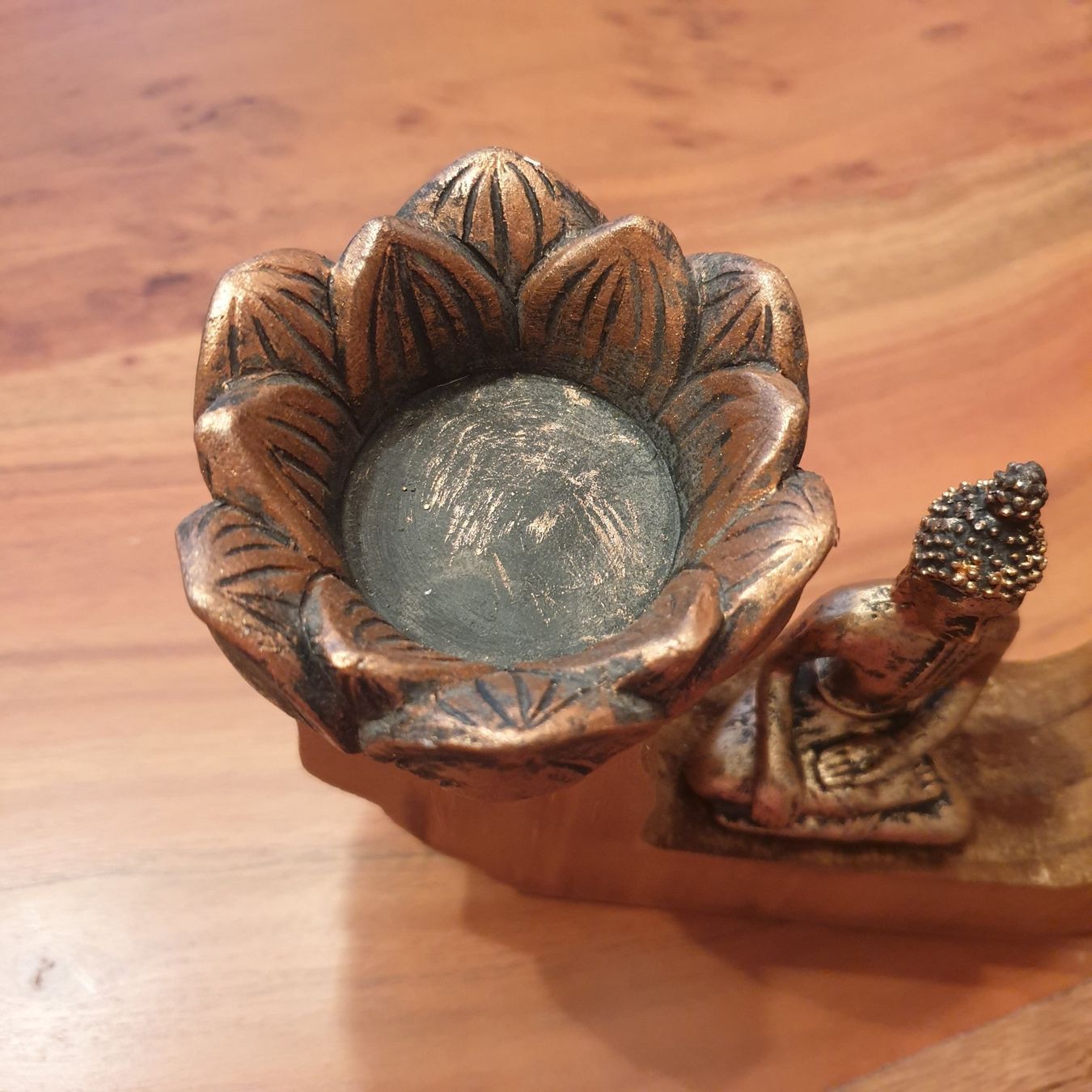 Portacandele: Teelichthalter Buddha, Echtholz, neu – Nuovo e nell'imballaggio originale da Neuendorf venduto da DeSiriA 3