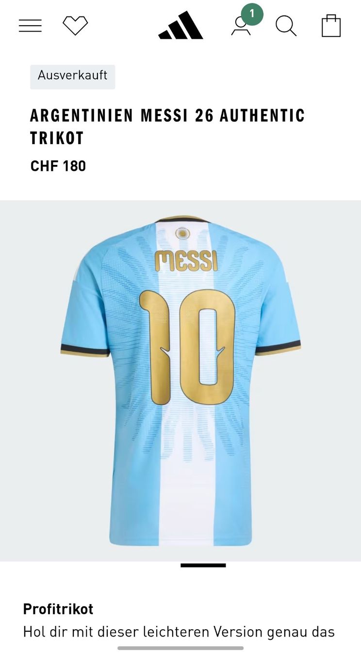 Adidas Maillots de corps & Pantalons: Argentinien Messi 26 Authentic Trikot – Neuf avec emballage d'origine à Basel par Jpa20 1