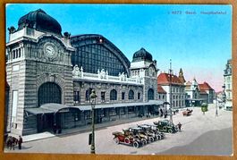 AK: BASEL - Hauptbahnof - Vieilles voitures