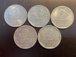 France, lot 2 FF 1979 à 1983 nickel 