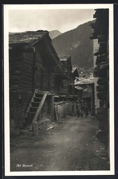 Cartoline postali: Alt Zermatt, Strassenpartie mit Anwohner – Usato da Berlin venduto da bartko-reher