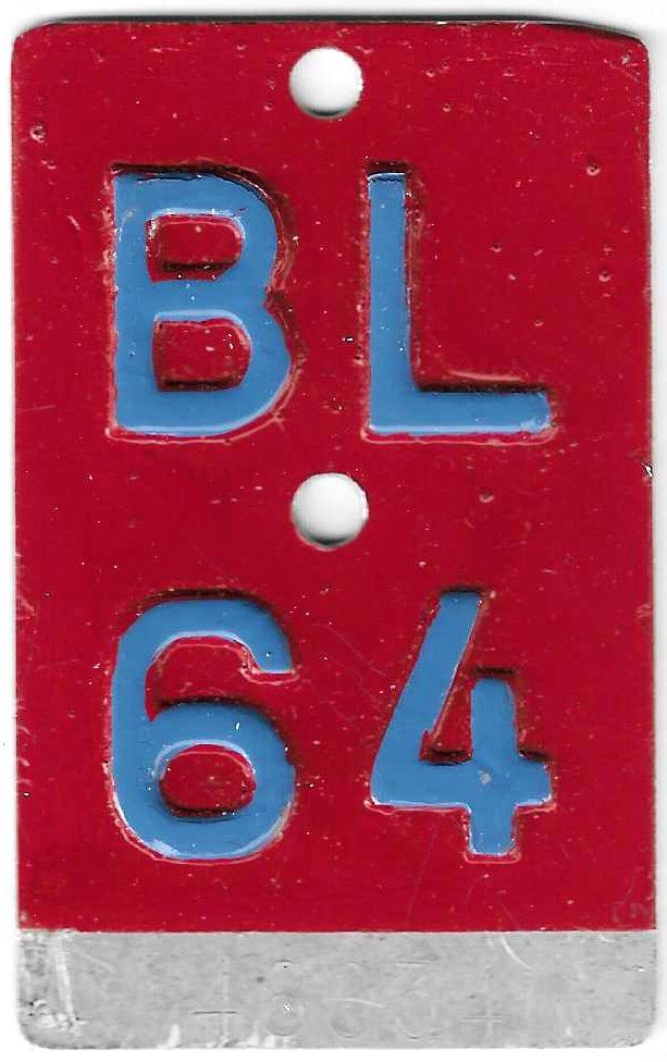 Insegne: Velonummer Basel Land 1964 BL 64. – Usato da Bülach venduto da bauchnuschti2