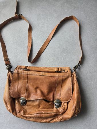 Leder Tasche Vintage Schultertasche Damen Herren Braun