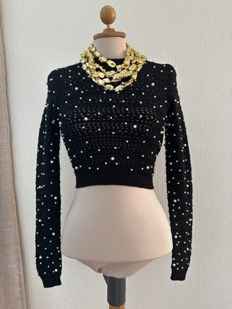 Pull tricot noir perles Zara taille S neuf