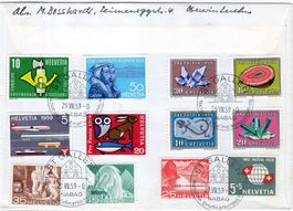 BALLON POSTFLUG 1959 SCHÖNE FRANKATUR BEIDSEITIG - JJ183