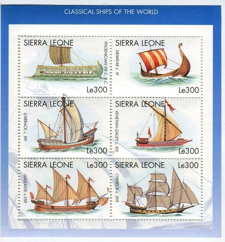 Alle Briefmarken: Block "Schiffe". Sierra Leone. – Neu und originalverpackt aus Basel von Butsch5