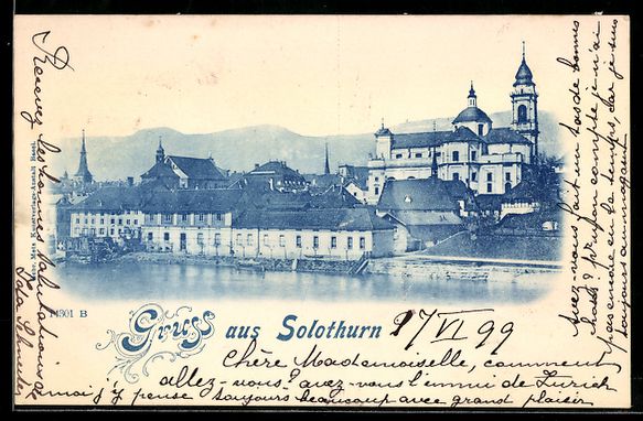 Ansichtskarten: Solothurn, Panorama mit Flussufer und Ki – Gebraucht aus Berlin von bartko-reher