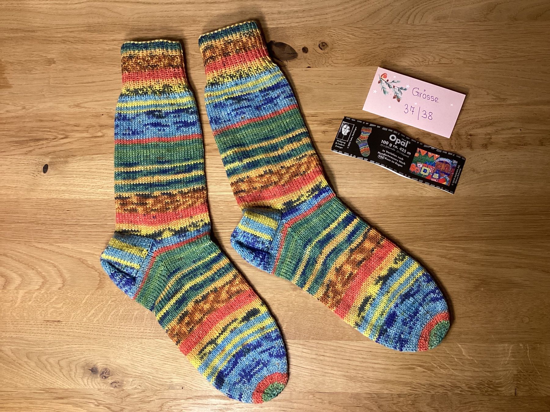 Calze: Handgestrickte Hundertwasser Socken – Nuovo e nell'imballaggio originale da Flawil venduto da kruemeli02 4