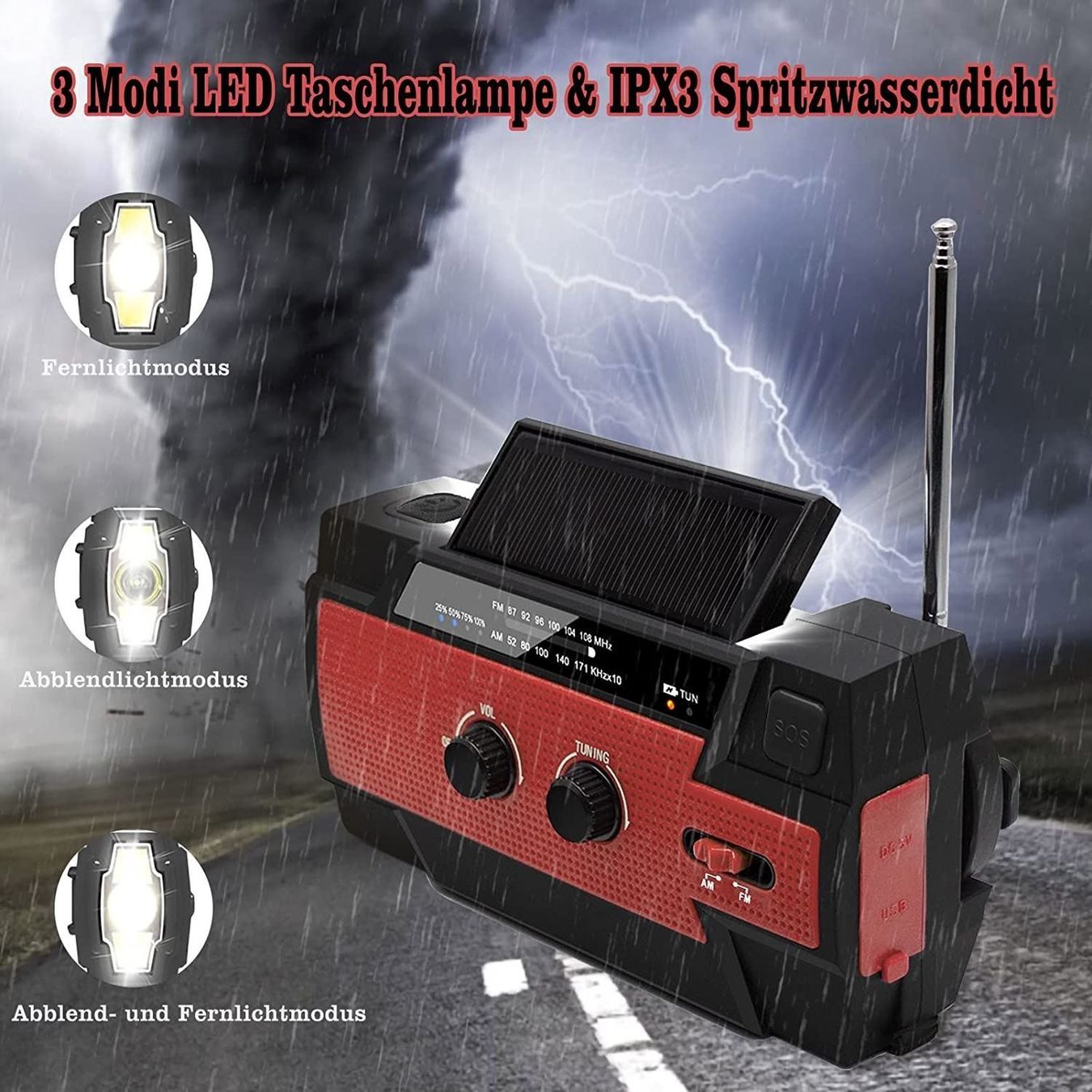 Radio: Tragbare Solar Radio mit AM/FM/NOOA – Nuovo (secondo la descrizione) da Thun venduto da Laoye 6