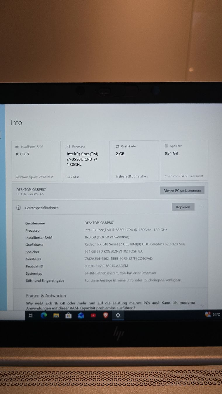 Hewlett Packard Notebook: HP Elitebook 850 G5  – Usato da Emmenbrücke venduto da hoa_sw7m 5
