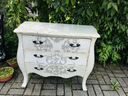 Shabby Chic Kommode im Vintage-Look, 3 Schubladen, Weiss/Gra