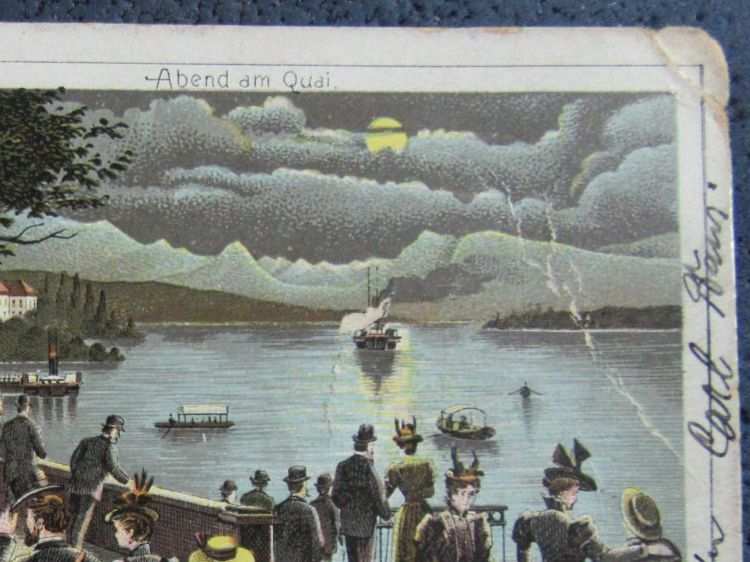 Ansichtskarten: LUZERN 1898 ABEND AM QUAI BELEBT AK LU  BUGS – Gebraucht aus Ettingen von Hausi4711 1