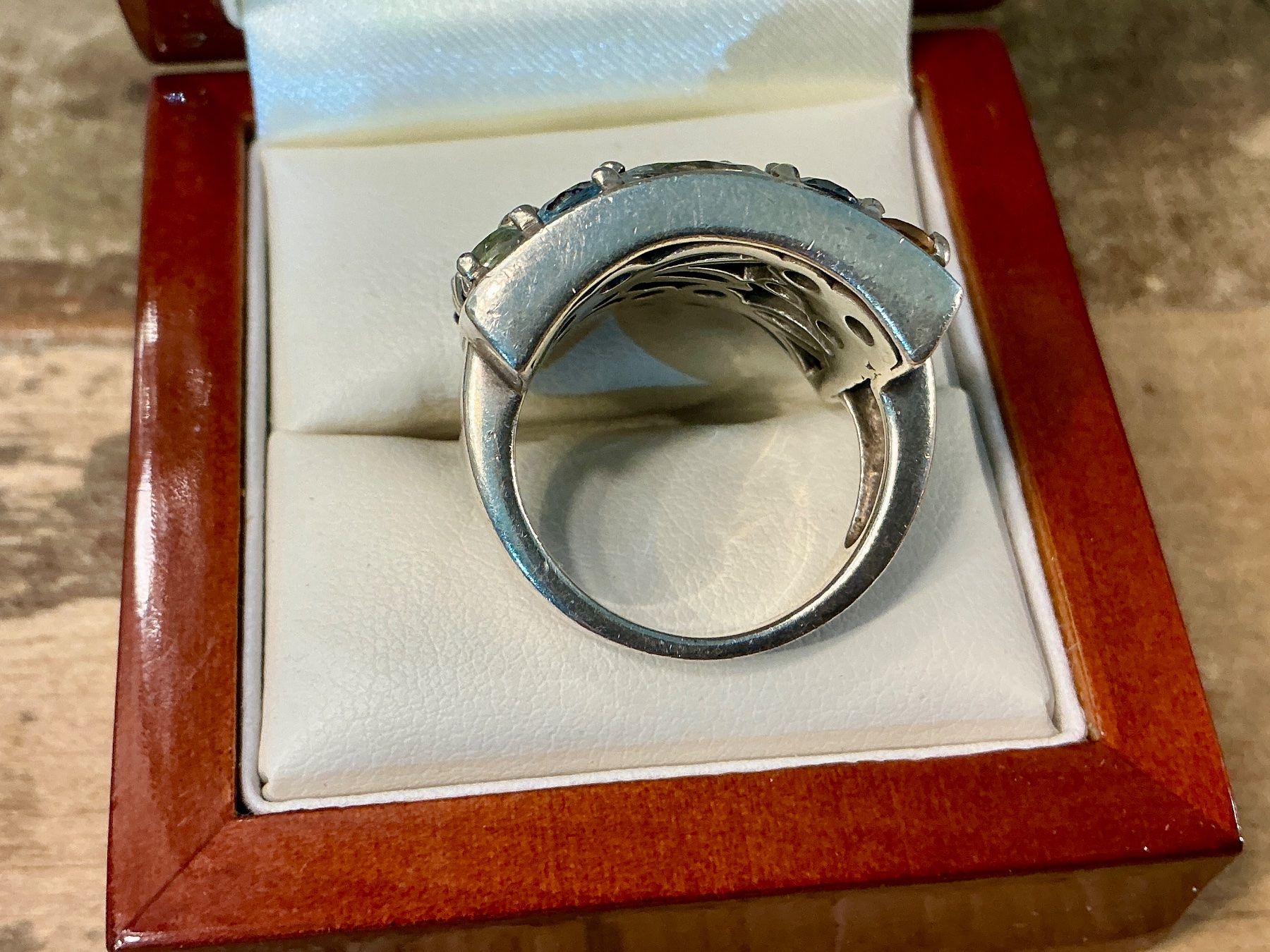 Ringe: VINTAGE MEGA RING STERLING 925 BUNTE EDELSTEINE, GR.56 – Gebraucht aus Biglen von  3
