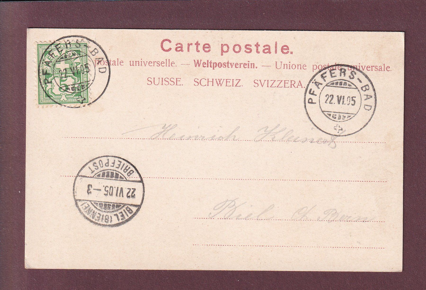 Cartoline postali: TAMINAFALL bei Ragaz - 1905 – Usato da Pully venduto da nicecards 1