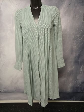 Leichtes Blusenkleid, Grün-Weiss gemustert, Gr. XS