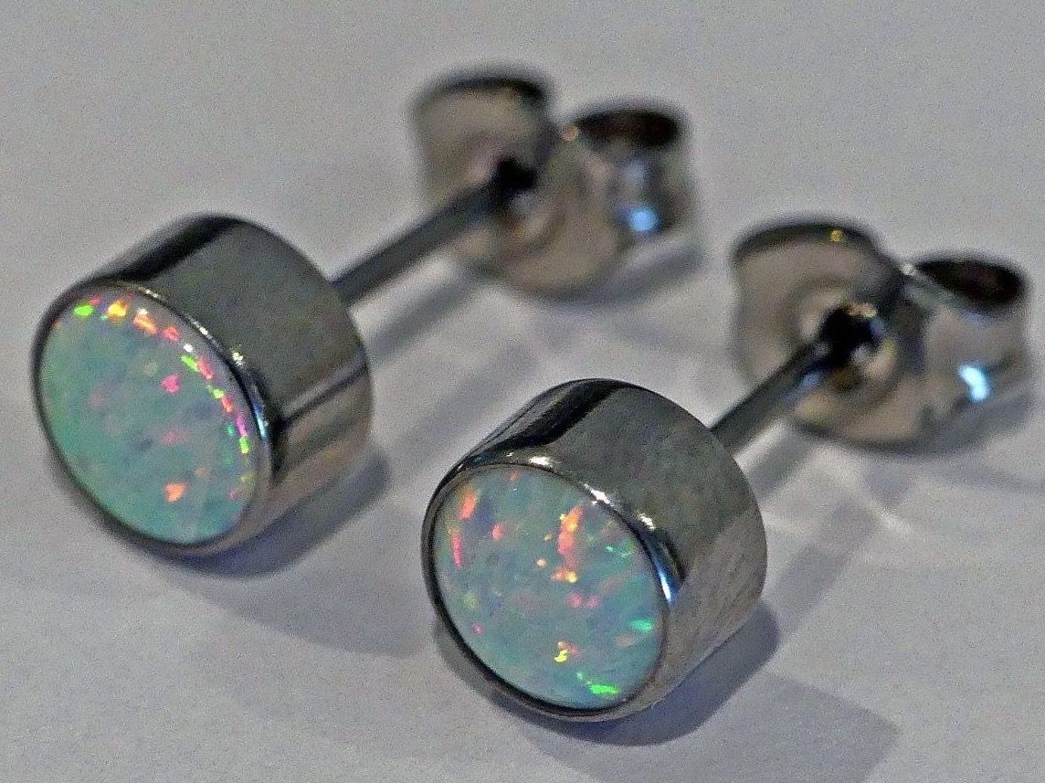 Orecchini pendenti & Orecchini a lobo: Ohrsteker aus Titanium mit Opalen – Nuovo e nell'imballaggio originale da Matten b. Interlaken venduto da kero71 3