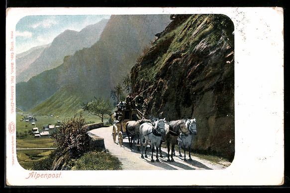 Cartes postales: AK Alpenpost, Postkutsche unterwegs – D'occasion à Berlin par bartko-reher