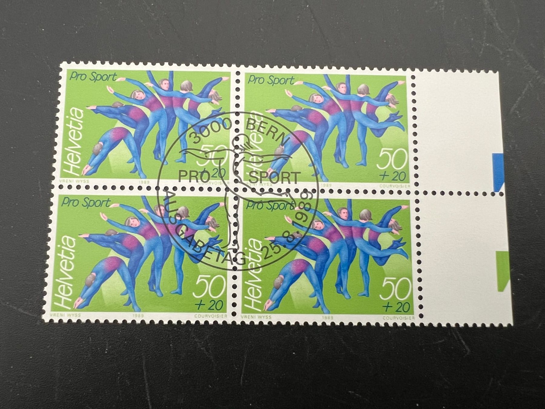 Tutti i francobolli: 1989  Erstag gest.Viererblock mit Tab (K34) – Usato da Hinwil venduto da Sidi4